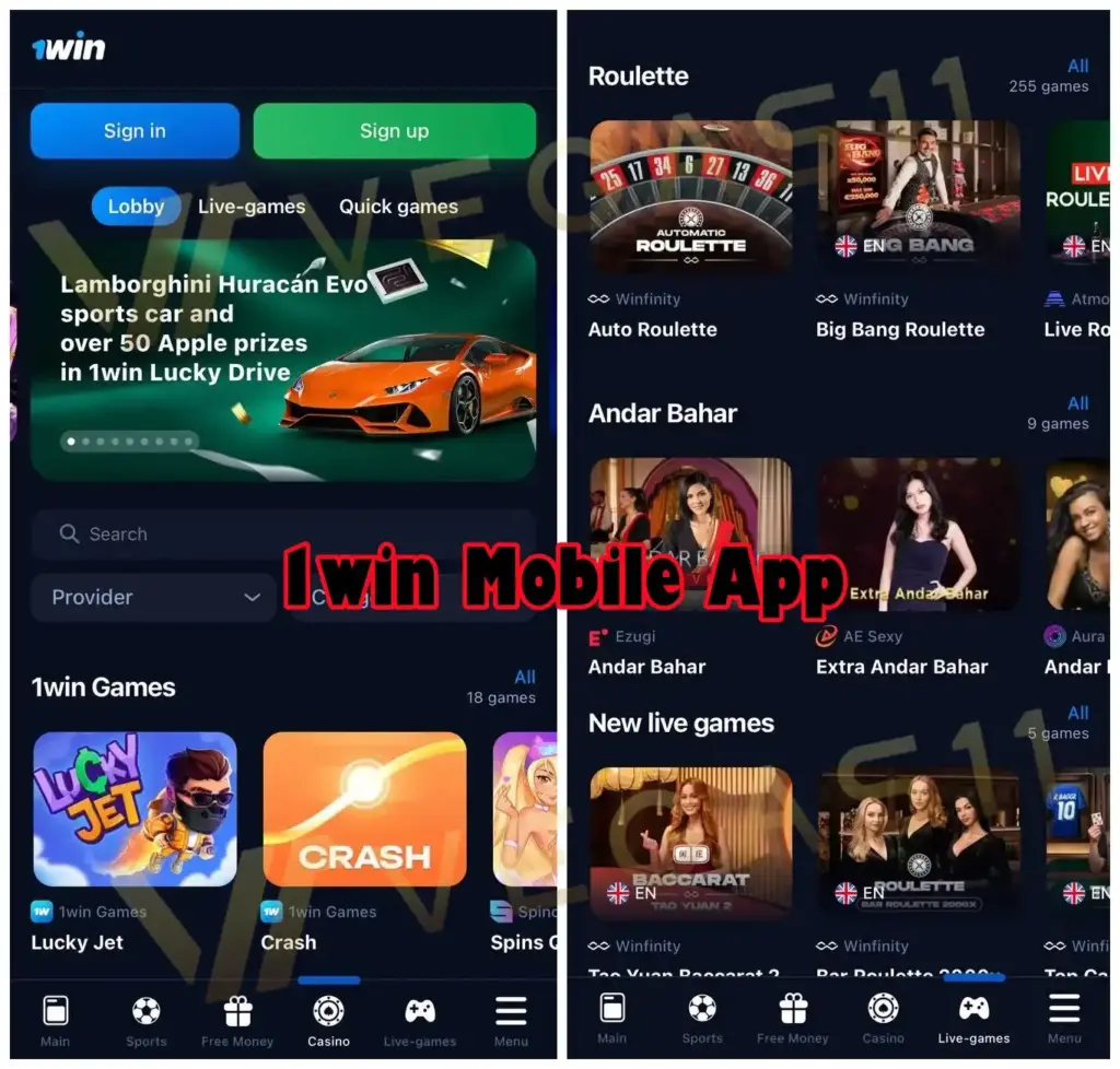 1Win Mobile Roulette app