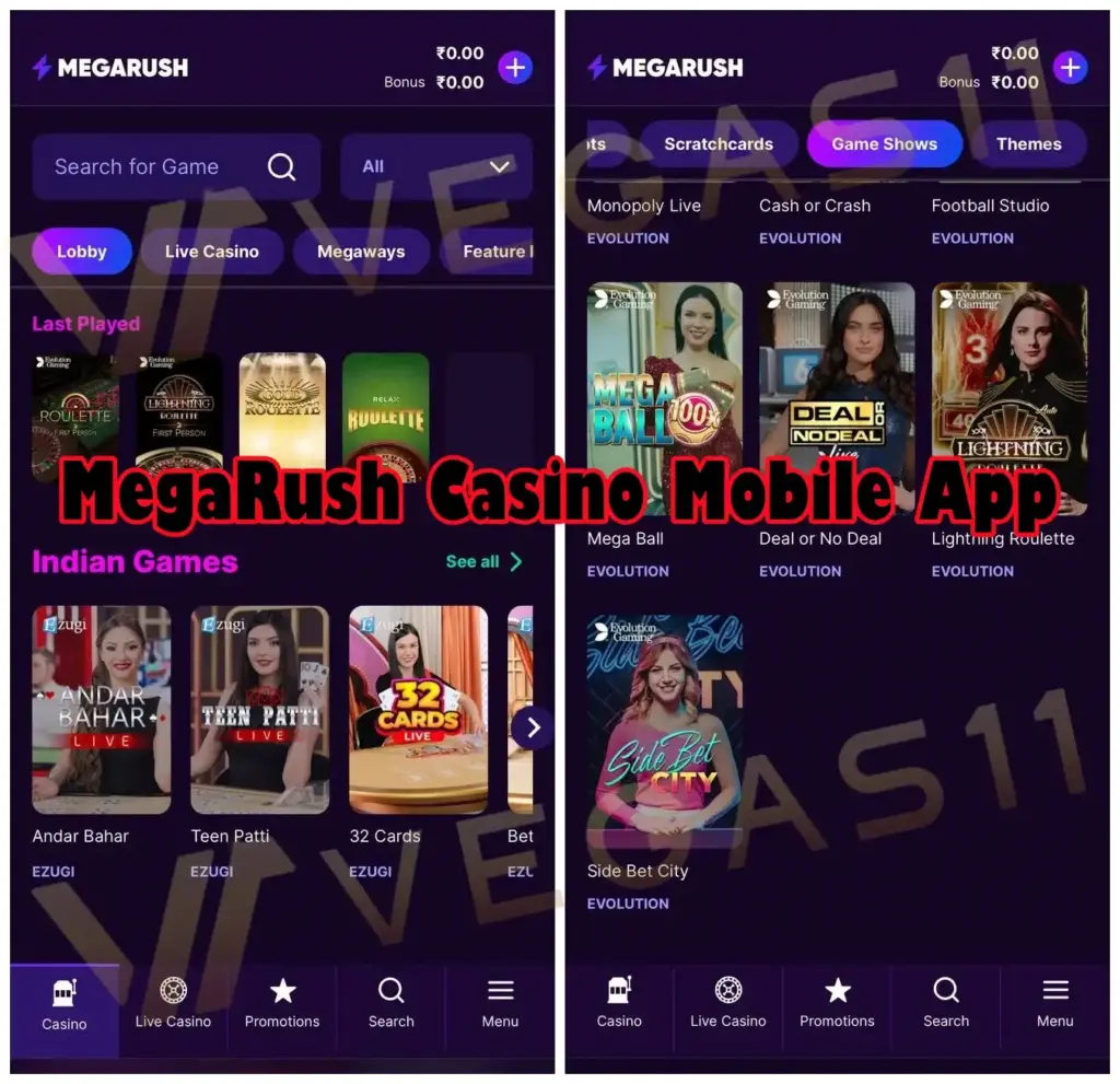 MegaRush Casino Mobile Roulette App