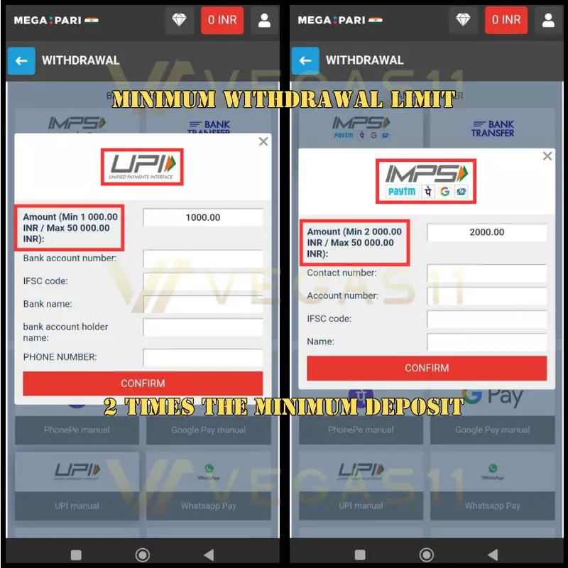 Minimum Withdrawal Limit