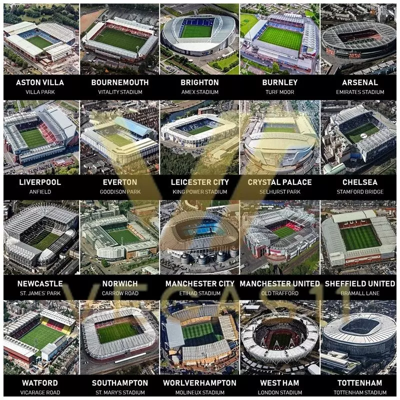 a collage of different stadium images